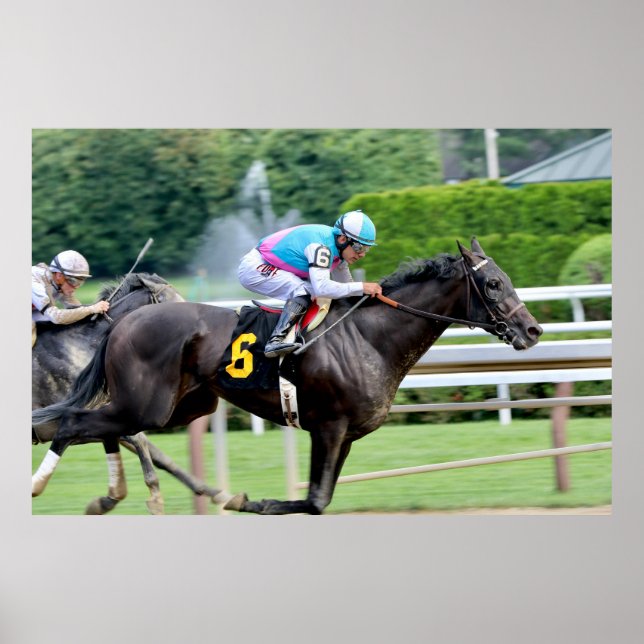 Saratoga Tävling - Big Bobby & jockey Junior Alvar Poster (Framsidan)