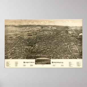 Saratoga Vår New York 1888 Antique Panorama Poster