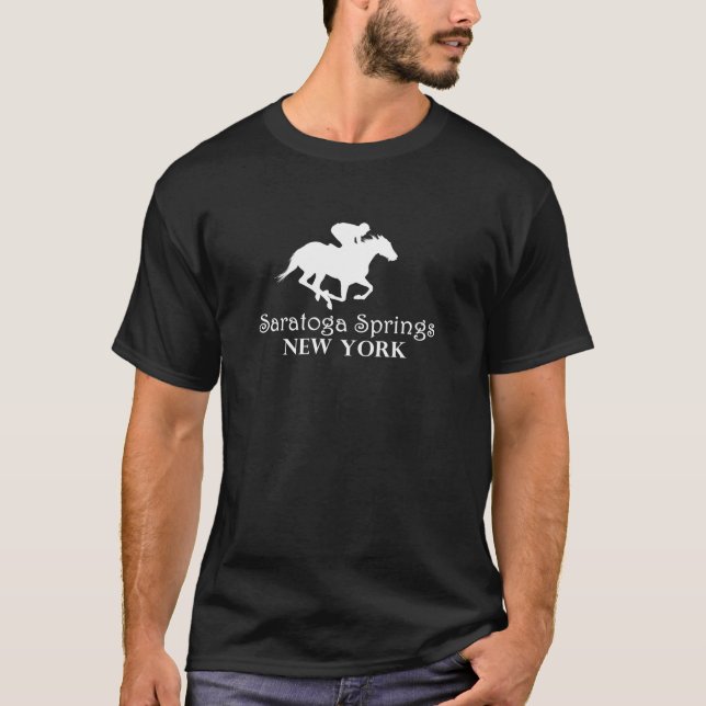 Saratoga Vår New York Horse Tävla Jockey Long T Shirt (Framsida)