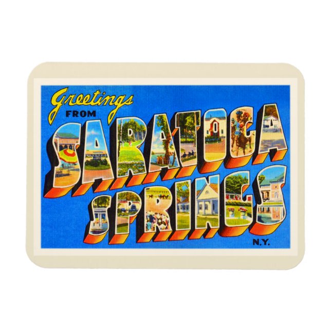 Saratoga Vår New York NY Old Travel Souvenir Magnet (Horisontell)