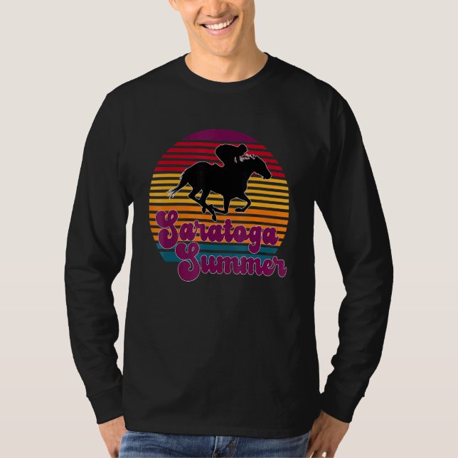 Saratoga Vår New York Summer Sunset Horse Raci T Shirt (Framsida)