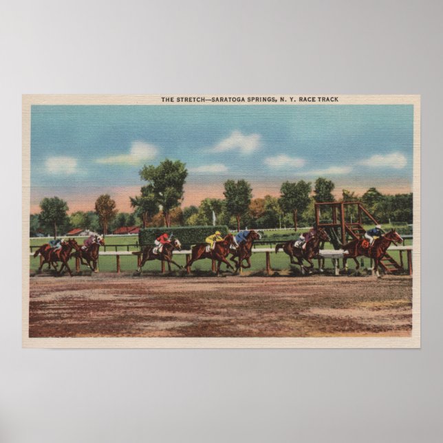 Saratoga Vår, NY - Horse Tävling Track Scene Poster (Framsidan)