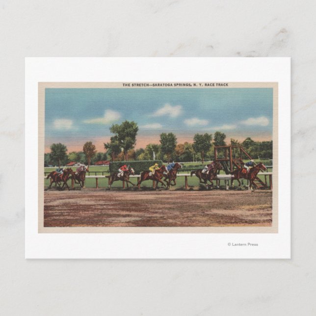 Saratoga Vår, NY - Horse Tävling Track Scene Vykort (Framsida)