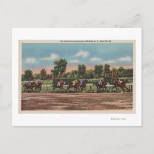 Saratoga Vår, NY - Horse Tävling Track Scene Vykort