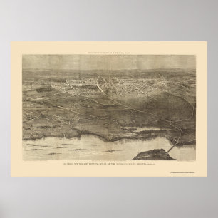 Saratoga Vår, NY Panoramic Karta - 1874 Poster
