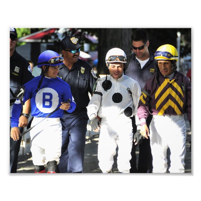 Saratogas top Jockeys på väg till Paddock Fototryck (Framsidan)