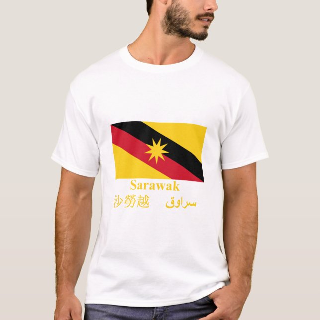 Sarawak flagga med namn tee (Framsida)