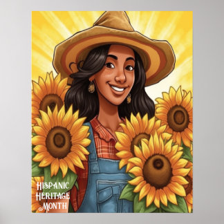 Sårblommor Bloman Woman i hispanic Poster