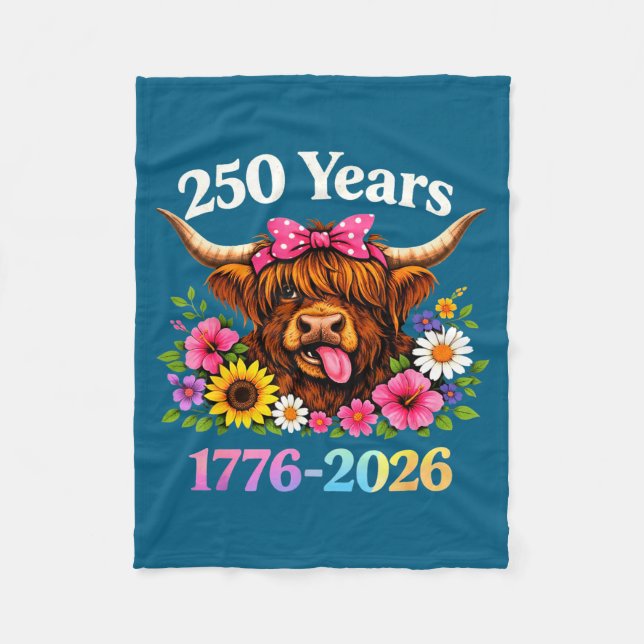 Sarcasm Highland Cow Happy New 250 Years American  Fleecefilt (Framsidan)