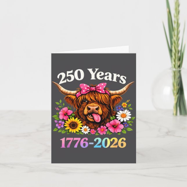 Sarcasm Highland Cow Happy New 250 Years American  Kort (Framsida)