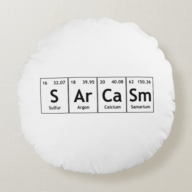 SArCaSm Periodic Bord Inslag Ord kemi Rund Kudde (Framsidan)
