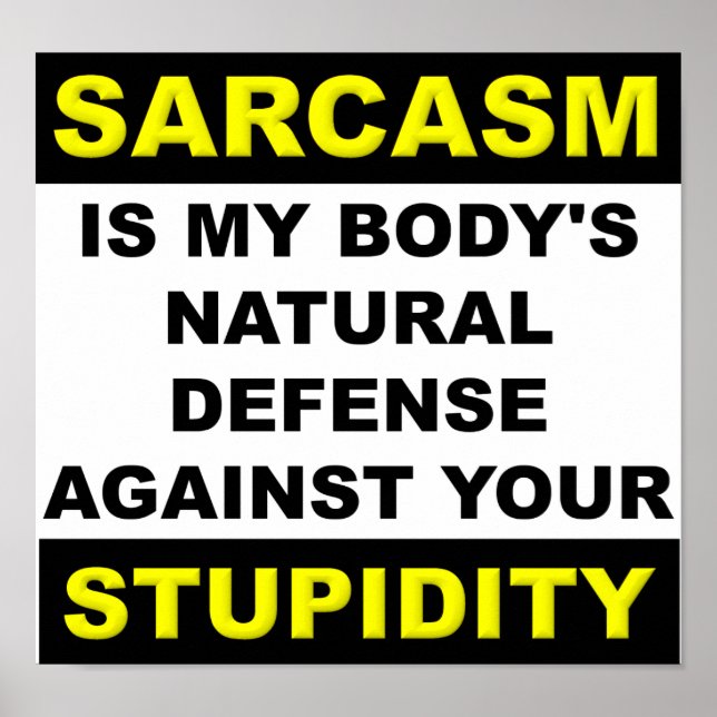 Sarcasm Stupality Defense Poster Sign Funny (Framsidan)