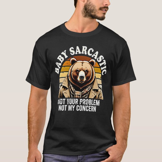 Sarcastic Bear Retro Sunset Streetwear Art T Shirt (Framsida)