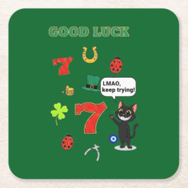 Sarcastic black cat  and Lucky charms Underlägg Papper Kvadrat