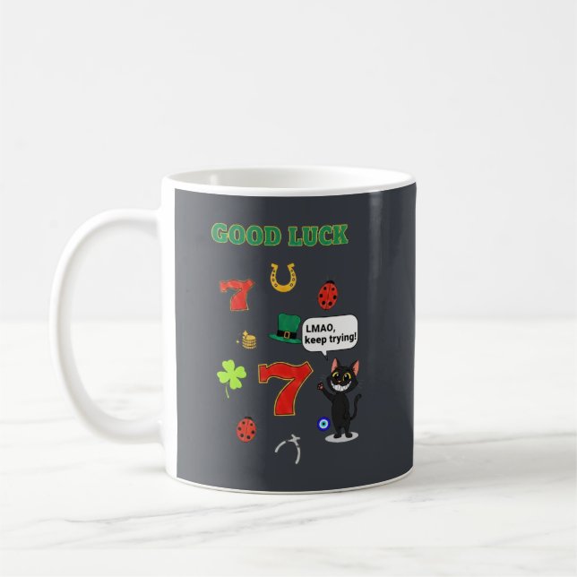 Sarcastic black cat &Lucky charms Kaffemugg (Vänster)