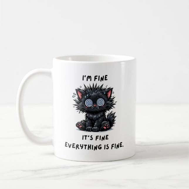sarcastic black cat mug kaffemugg (Vänster)
