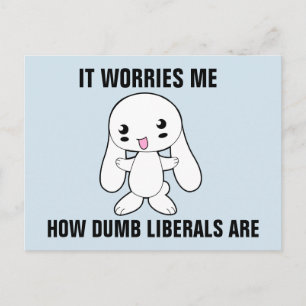 SARCASTIC BUNNY, LIBERALER ÄR DUMB POSTCARDS VYKORT