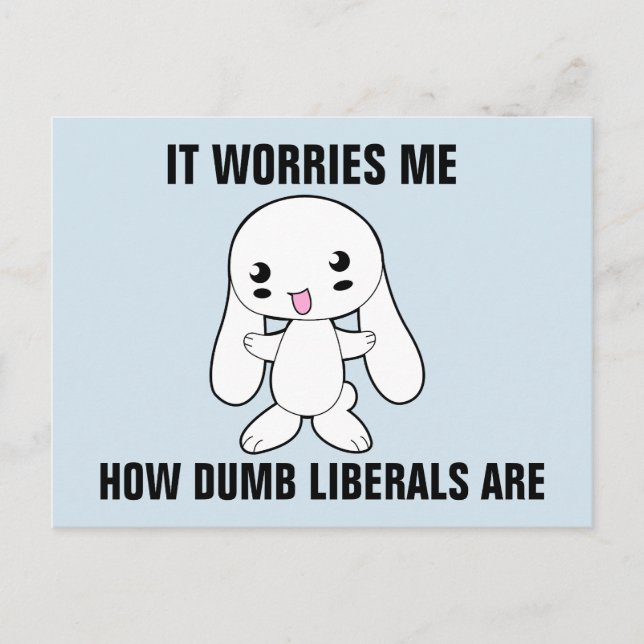 SARCASTIC BUNNY, LIBERALER ÄR DUMB POSTCARDS VYKORT (Framsida)
