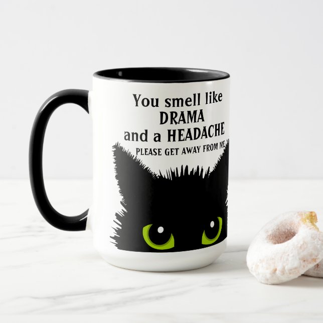 Sarcastic Cat Drama & Headache Office School Mugg (Med munk)
