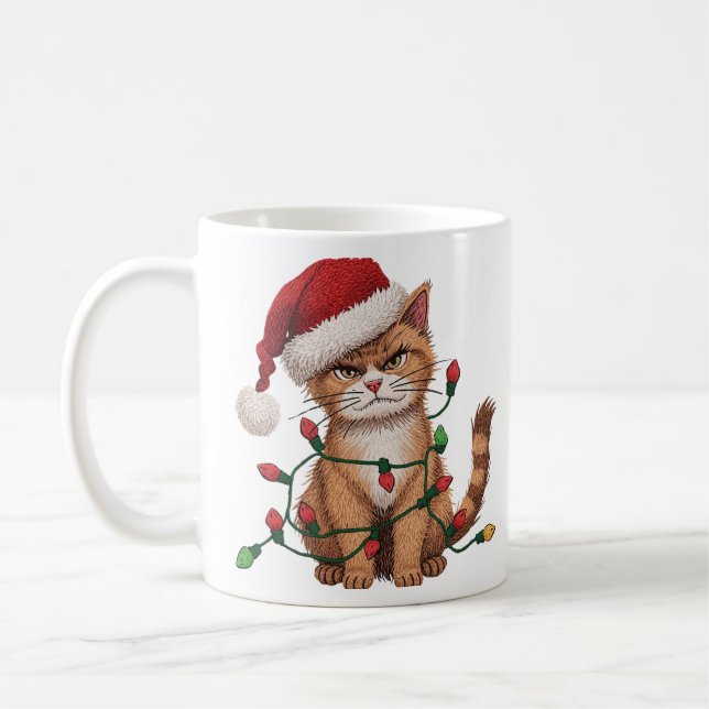 Sarcastic Cat — “Silent Night? Not a Chance Kaffemugg (Vänster)
