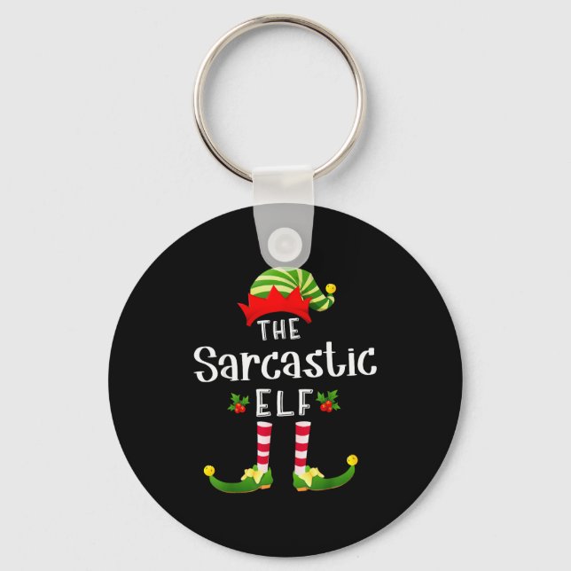 Sarcastic Christmas Elf Matching Pajama X-mas Part Nyckelring (Framsida)