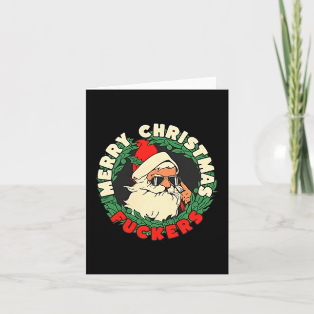 Sarcastic Christmas Merry Xmas Forer Funny Santa H Kort (Framsida)