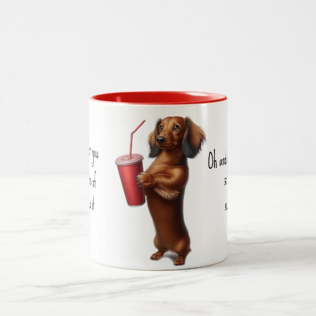 SARCASTIC DACHSHUND Två-Tonad MUGG (Center)