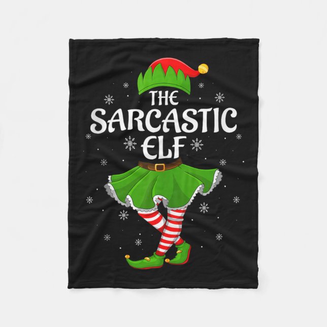 Sarcastic Elf Christmas Family Girls Women Elf Squ Fleecefilt (Framsidan)