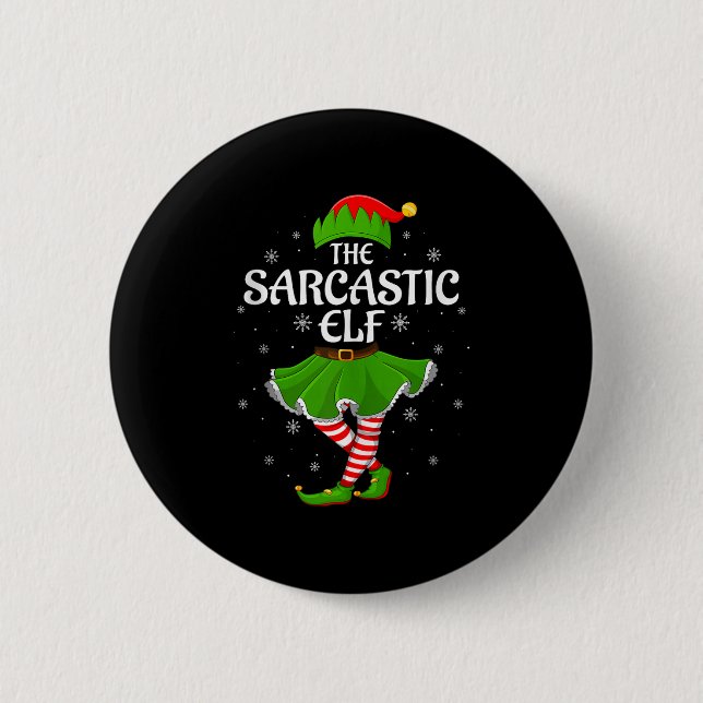 Sarcastic Elf Christmas Family Girls Women Elf Squ Knapp (Framsida)