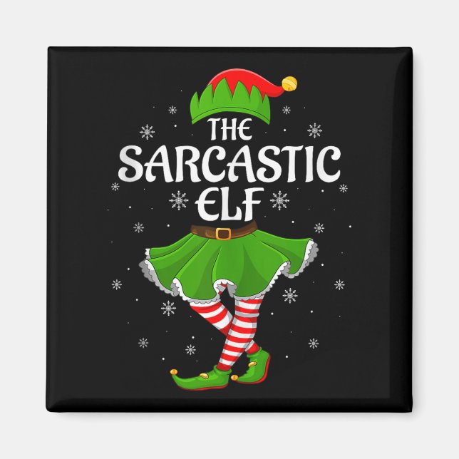 Sarcastic Elf Christmas Family Girls Women Elf Squ Magnet (Framsidan)