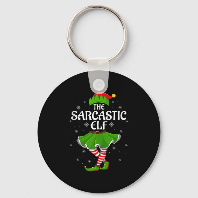 Sarcastic Elf Christmas Family Girls Women Elf Squ Nyckelring (Framsida)