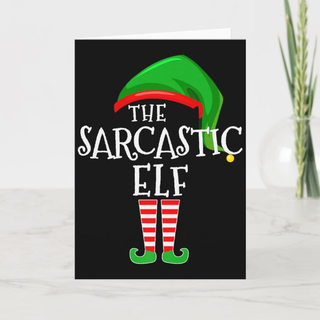 Sarcastic Elf Family Matching Group Christmas Prem Kort (Framsida)