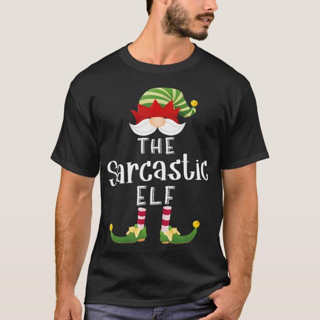Sarcastic Elf Group jul samt Party T Shirt (Framsida)