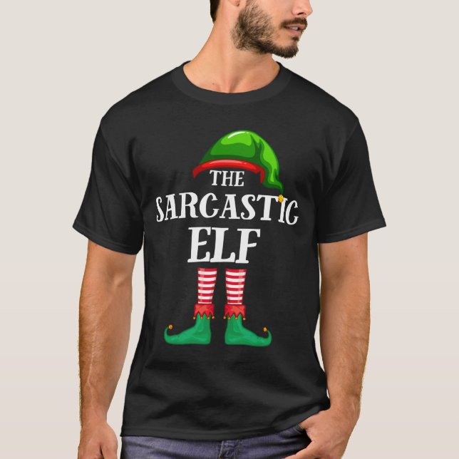 Sarcastic Elf Matching Family jul Pajama T Shirt (Framsida)