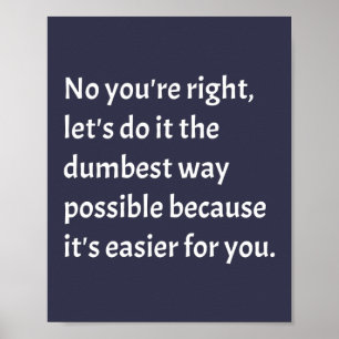 Sarcastic Funny Dumb Humor Poster