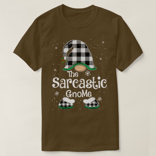 Sarcastic Gnome Buffalo Plade Matching Family Chri T Shirt (Design framsida)