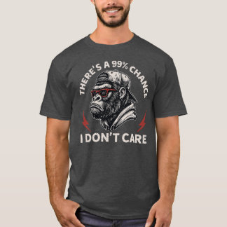 Sarcastic Monkey Graphic In Backward Hat & Shades T Shirt