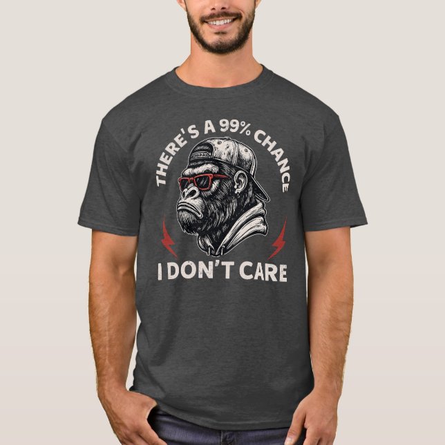 Sarcastic Monkey Graphic In Backward Hat & Shades T Shirt (Framsida)