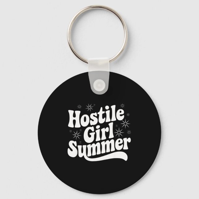 Sarcastic Quote Retro Saying Hostile Girl Summer B Nyckelring (Framsida)
