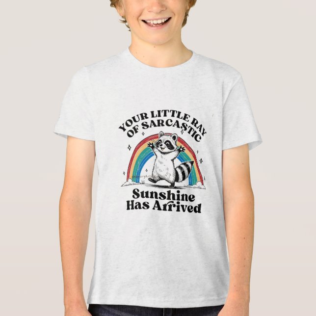 Sarcastic Raccoon Rainbow T Shirt (Framsida)