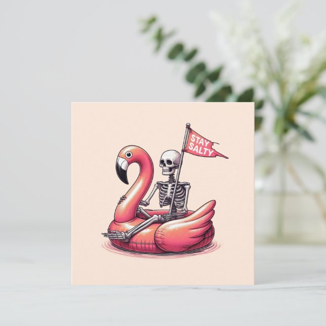 Sarcastic Skeleton on Flamingo - Vistelhet (Stående Fram)