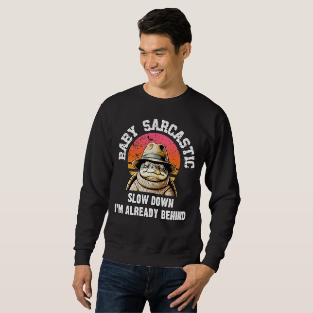Sarcastic Turtle Retro Sunset Graphic Lång Ärmad Tröja (Hel framsida)
