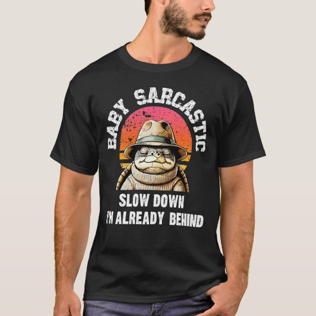 Sarcastic Turtle Retro Sunset Graphic T Shirt (Framsida)