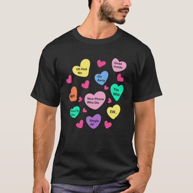 Sarcastic Valentine Day Lundny Anti alla hjärtans  T Shirt (Framsida)