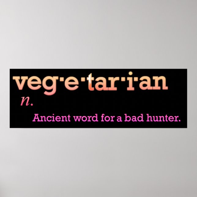 Sarcastic Vegetarian Definition funny ordbok Poster (Framsidan)