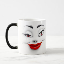 Sarcastic Women Face with Red Lips Magisk Mugg