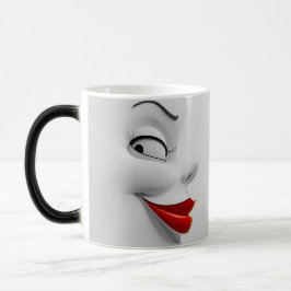 Sarcastic Women Face with Red Lips Magisk Mugg