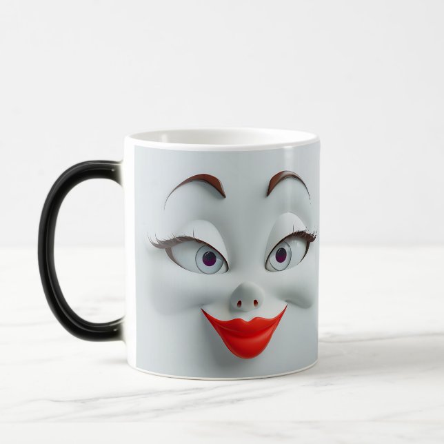 Sarcastic Women Face with Red Lips Magisk Mugg (Vänster)