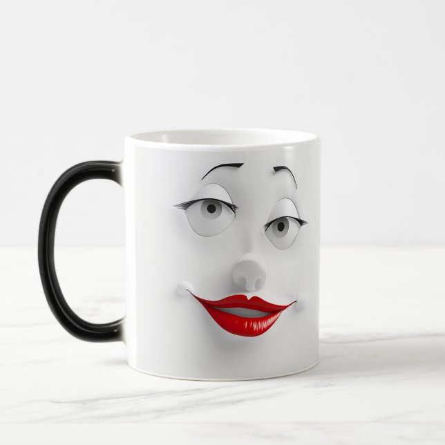 Sarcastic Women Face with Red Lips Magisk Mugg (Vänster)