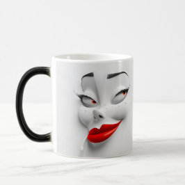 Sarcastic Women Face with Red Lips Magisk Mugg